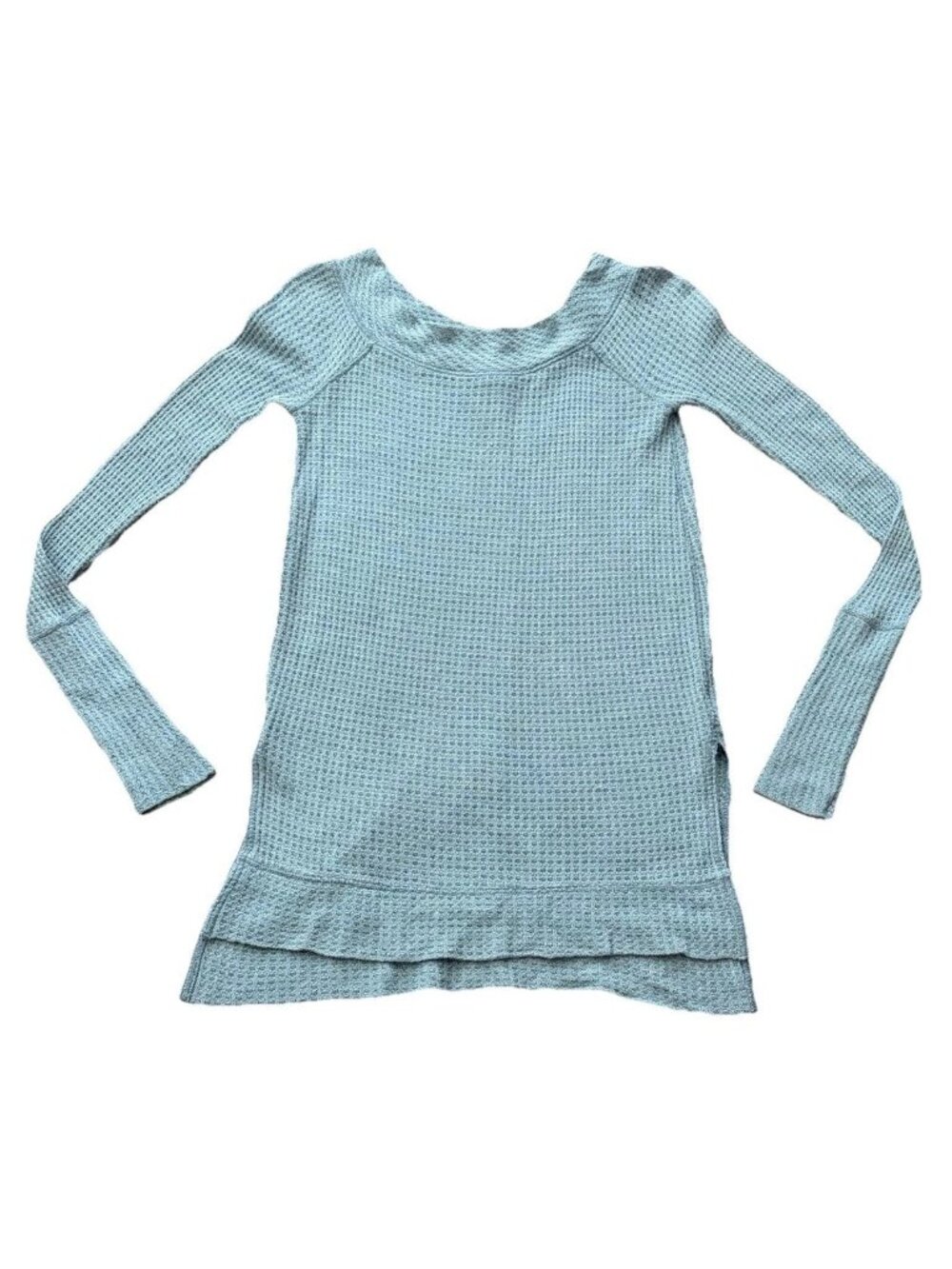 Free People We The Free XS Light Blue Waffle Knit Thermal Tunic Top